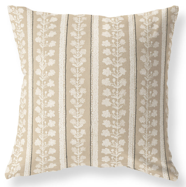 Maggie Tan neutral floral stripe pillow cover