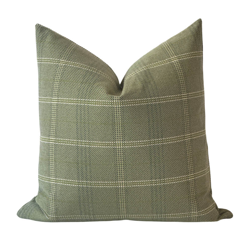 Levi green plaid pillow cover