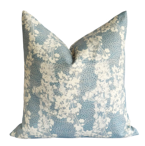 Dove blue floral pillow cover