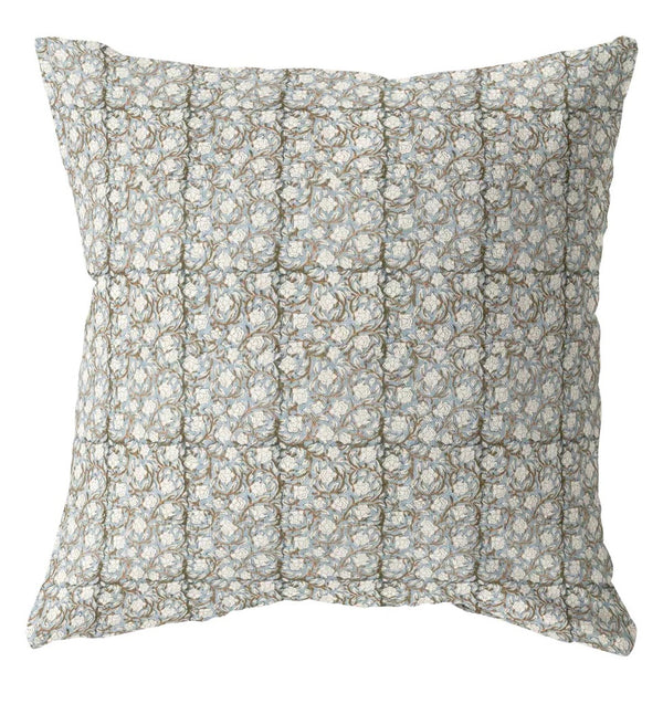 Capri blue floral pillow cover