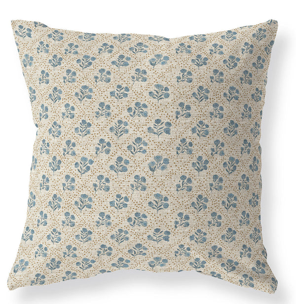 Celeste blue floral pillow cover