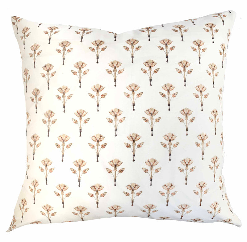 Hilary Block Print yellow floral pillow cover