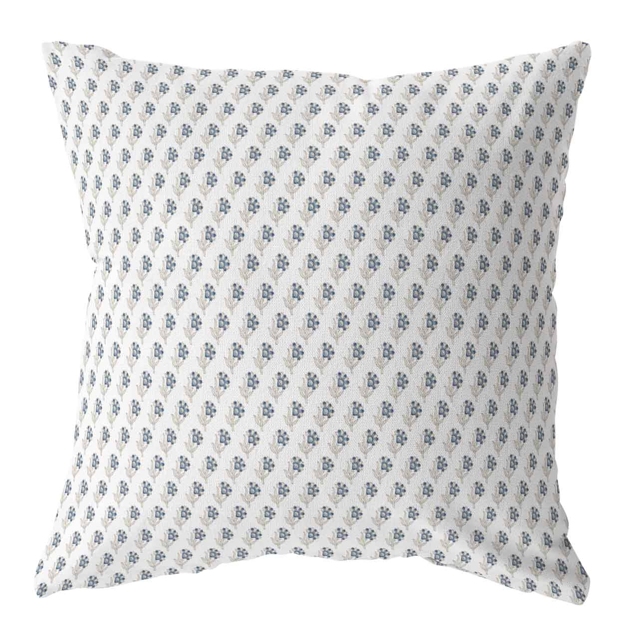 Meredith blue block print floral pillow cover