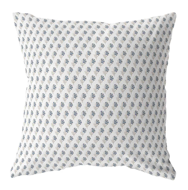 Meredith blue block print floral pillow cover