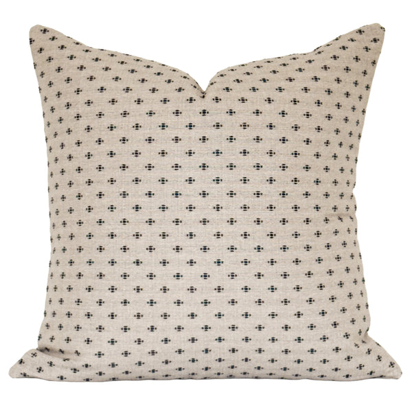 Lennon Navy stitched motif pillow cover
