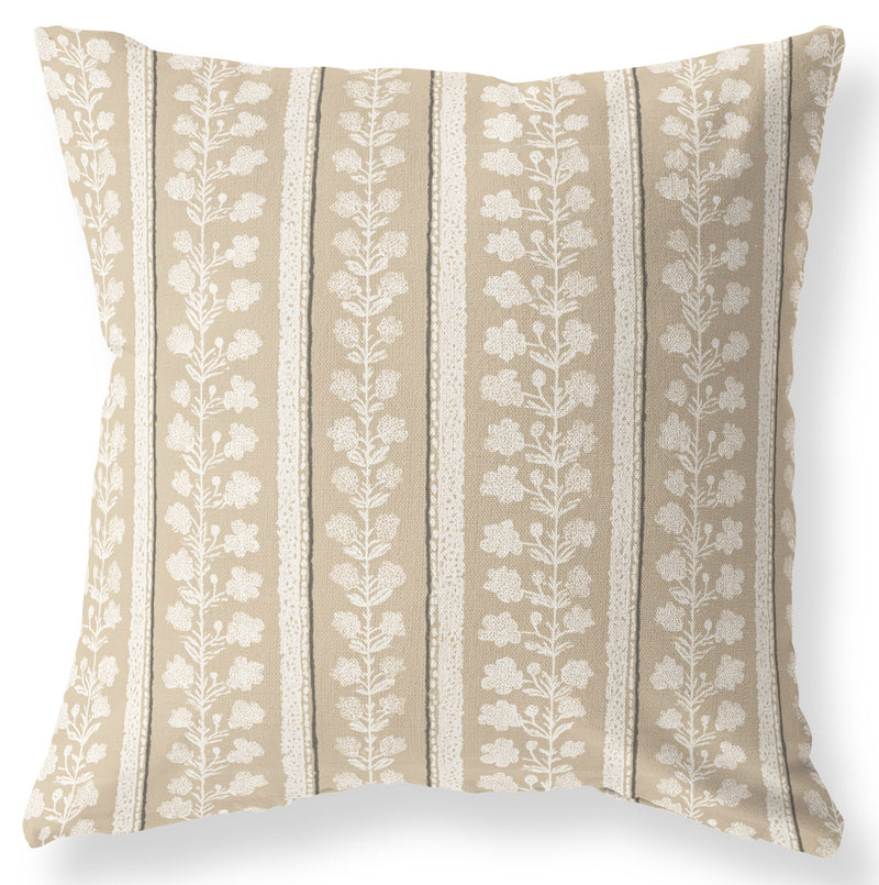 Maggie Tan neutral floral stripe pillow cover