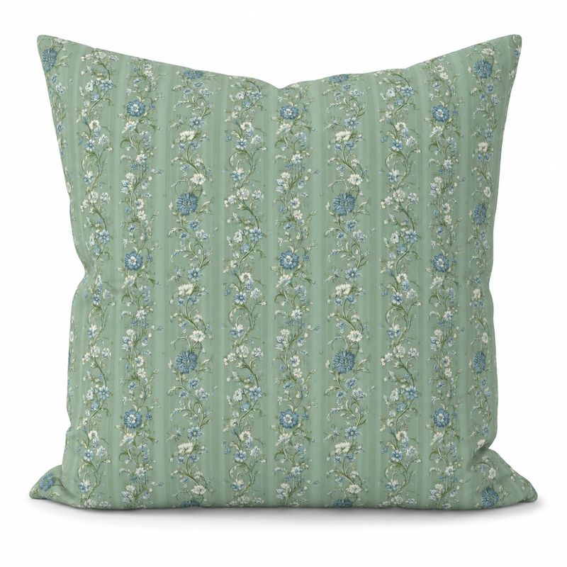 Edith green floral pillow cover