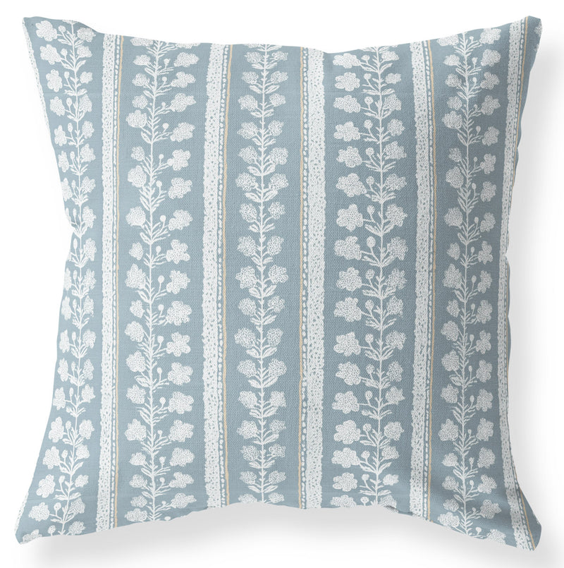 Maggie Blue blue floral stripe pillow cover