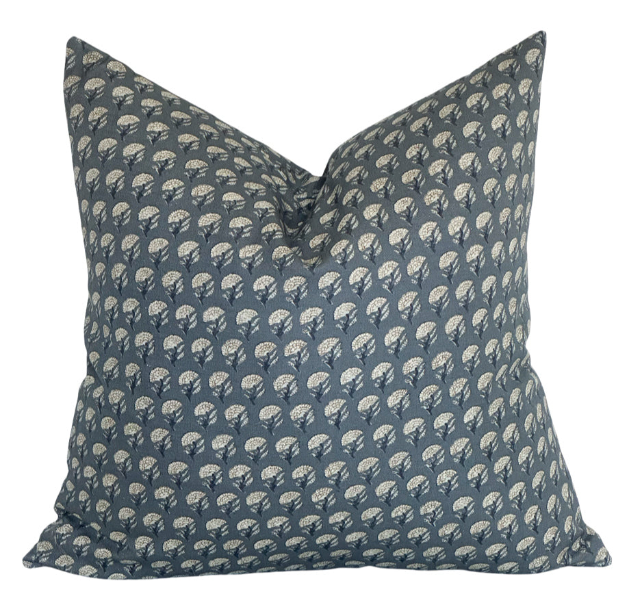 Joey navy floral block print pillow cover
