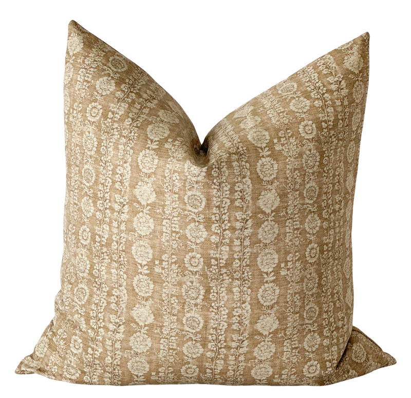 Bea Toffee brown floral pillow cover