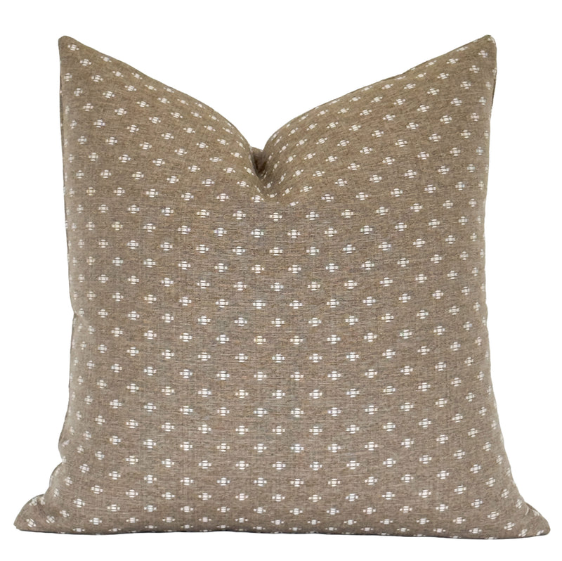Lennon Taupe stitched motif pillow cover