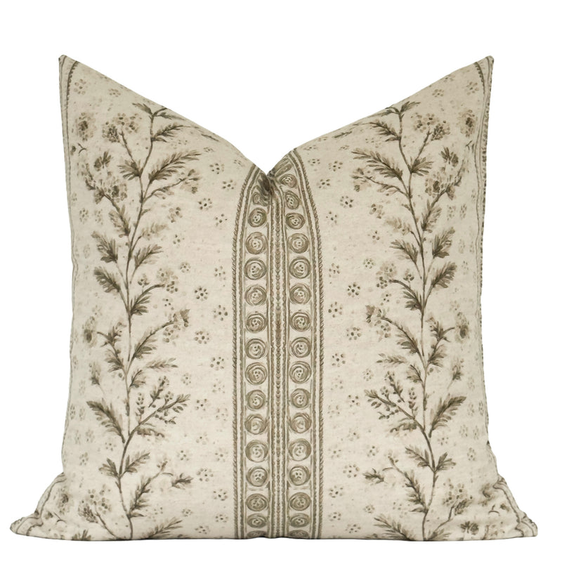 Erin Mushroom taupe floral pillow cover