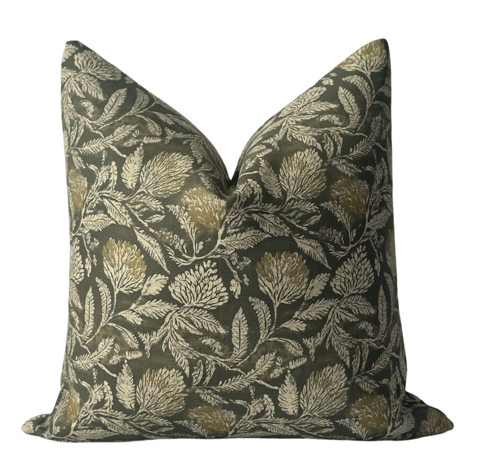 Cade green floral pillow cover