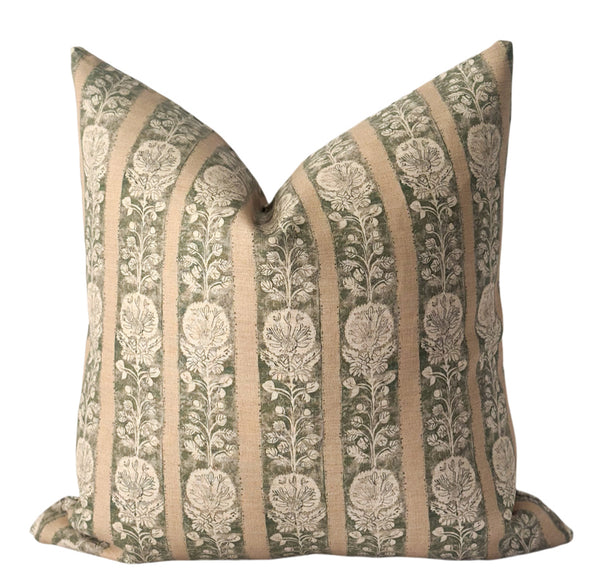 Perla green floral pillow cover