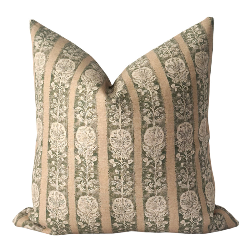 Perla green floral pillow cover