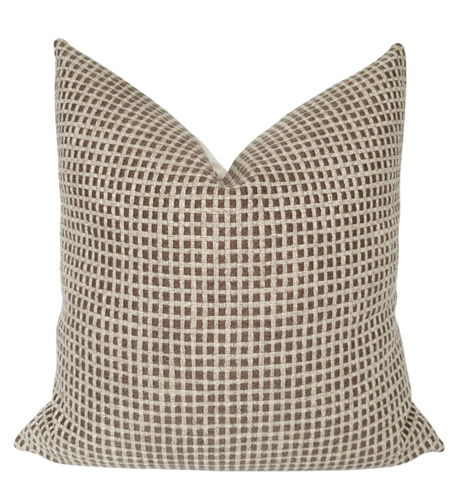 Oakes brown woven pillow cover
