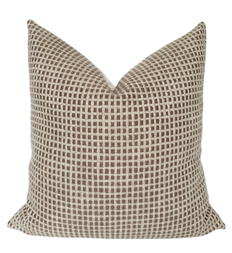 Oakes brown woven pillow cover