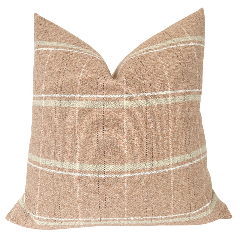 Bria blush plaid pillow cover
