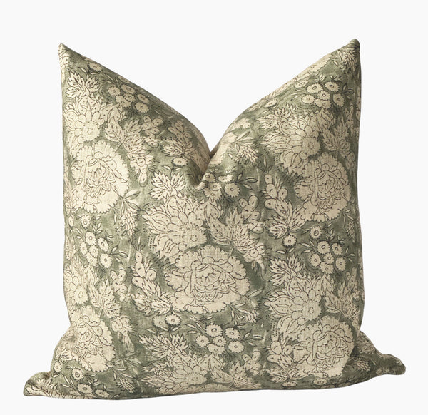 Bellamy green floral pillow cover