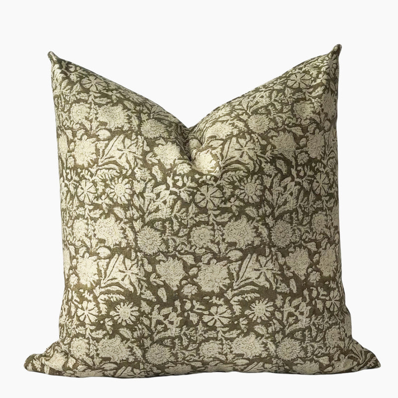 Fallon green floral pillow cover