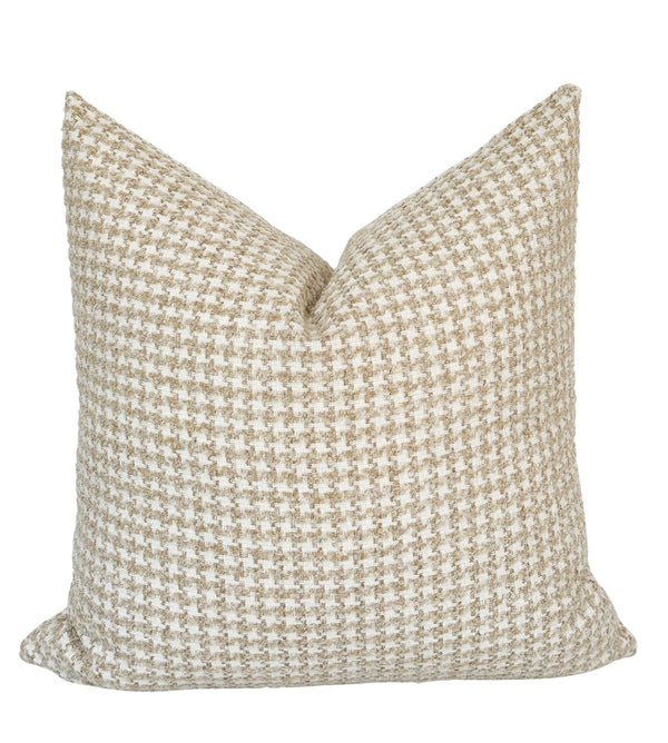 Dutton neutral houndstooth chenille pillow cover