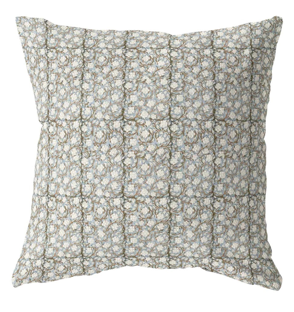 Capri blue floral pillow cover
