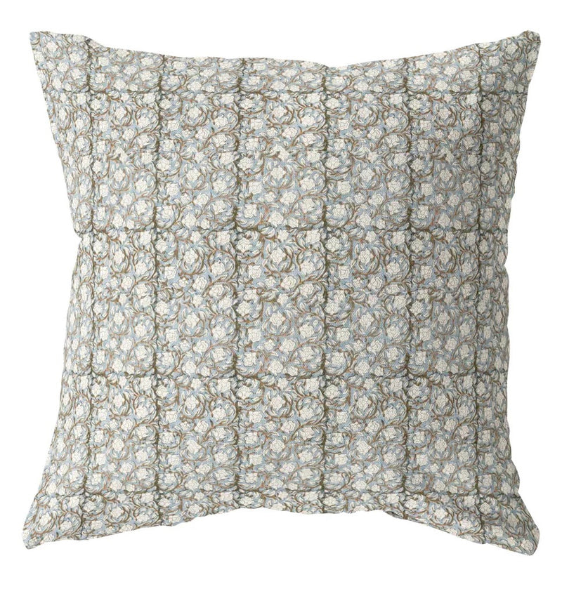 Capri blue floral pillow cover