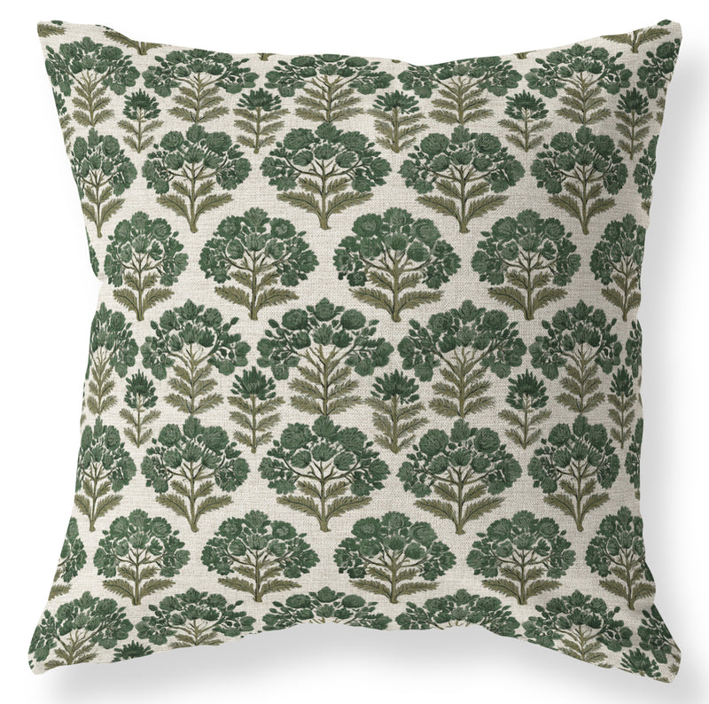 Adelaide green block print pillow cover