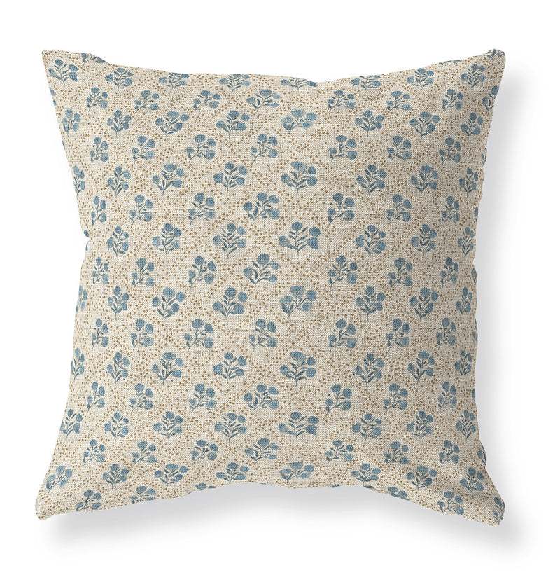 Celeste blue floral pillow cover