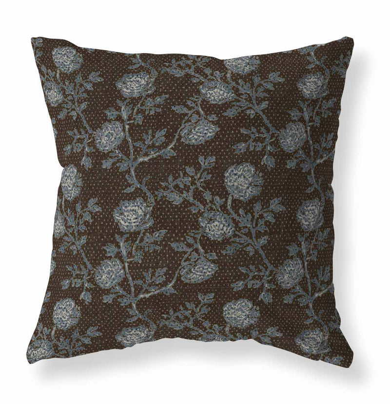 Fleming brown and blue floral pillow cover