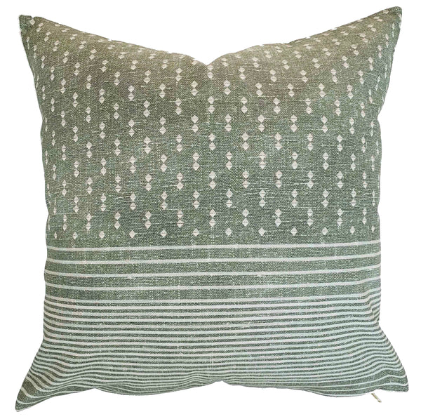 Olive green stripe pillow cover