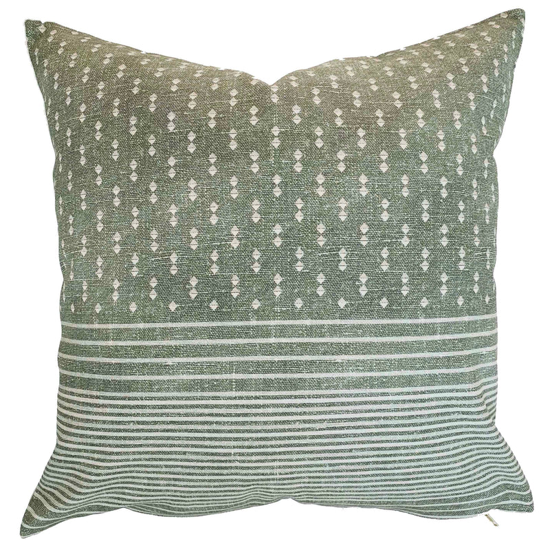 Olive green stripe pillow cover
