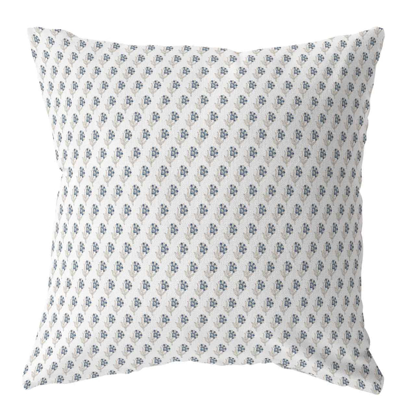 Meredith blue block print floral pillow cover