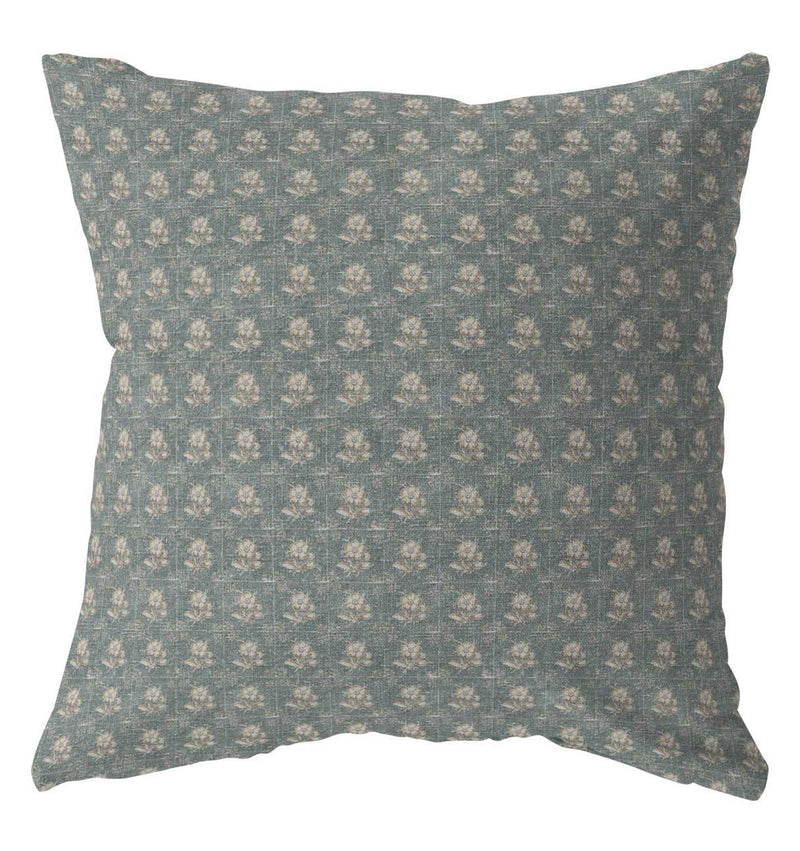 Ruby blue floral pillow cover